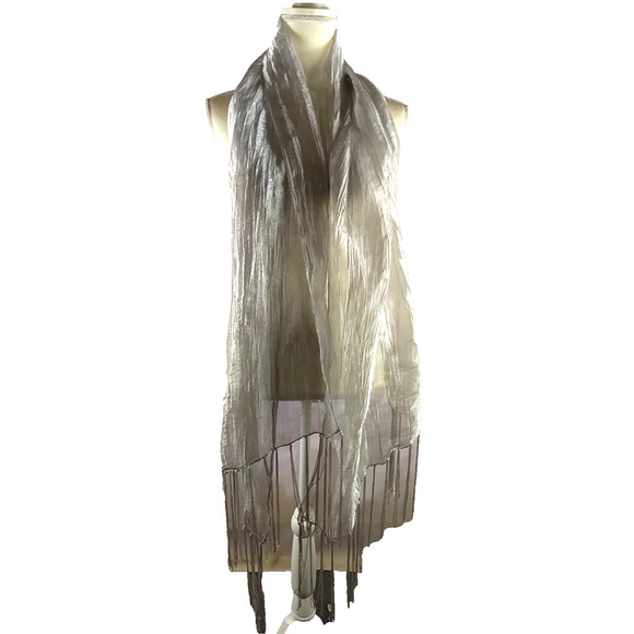 Collection XIIX Women's Shimmer Metallic Evening Wrap Scarf 72 X 20 Fringe - Picture 3 of 11